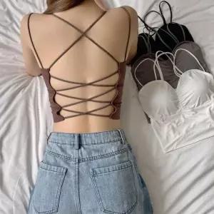 [라일리여성의류] Rly 여성 끈나시 이너나시 크롭탑 캡내장 백리스 x끈