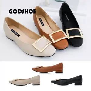 [갓슈] 프레임 골든 플랫슈즈  2cm 단화 수제화 여성구두 (S2850778)