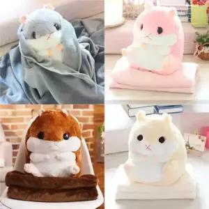 차량용 쿠션 담요 햄스터 고양이 곰 발바닥 무릎담요 캐릭터 인형 극세사