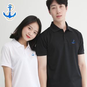 기능성 쿨론 카라 반팔 닻 자수 쿨 티셔츠