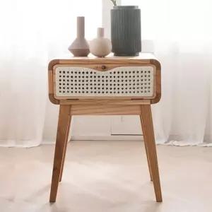 [착불] 아메리카나베드 위브 라탄 협탁 수납 사이드 테이블