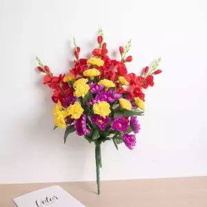 카네이션 성묘 꽃다발 조화 글라디올러스 어렌지A 78cm 납골당 산소 추모 장식 수목장