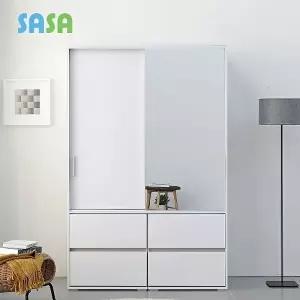 [사사가구]빅 1200 슬라이딩 옷장 거울 행거 서랍형
