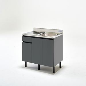 유코스 완제품 주방 사무실 원룸 탕비실 스텐 상판 보급형 싱크대 - 900 개수대(우) 그레이