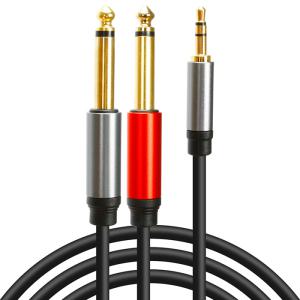 칼론 KR-ST02 3.5 to 5.5 스테레오 변환 Y형 케이블 3.5mm 헤드 입력 출력 신호 전송 연결 원음 사운드