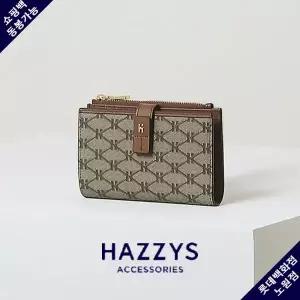 [롯데백화점]헤지스ACC [신상][선물포장] 브라운 로고패턴 가죽 중지갑 HIWA2E884W2