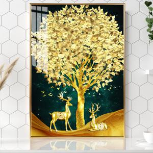 돈들어오는 그림 황금 돈나무 사슴 액자 거실 현관 풍수 인테리어 캔버스 개업 집들이 선물
