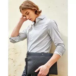 [롯데백화점]닥스 액세서리 LL[LOUIS BRIDGE]블랙 가죽 DD로고 패턴 라지 클러치백 DBBA4E466