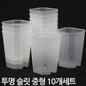 세인화분 투명 사각 슬릿 롱 화분 중형 10P 세트