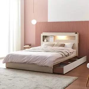 [보루네오][보루네오]옷 이불 다 수납되는 조명침대 SS (라텍스독립매트) KC711