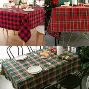 크리스마스 테이블보 식탁보 커버 원형 4인용 체크무늬 감성 홈파티 성탄절 카페 겨울 캠핑