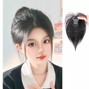 키라비 여자 정수리 가발 100% 인모 수제 부분가발 자연스러운 탑커버 KRB351