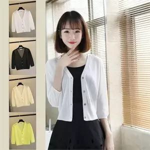 [오노마] ONM 숏 미니 가디건 7부소매 니트 얇은 코트 보이넥 여성 (S9995341)