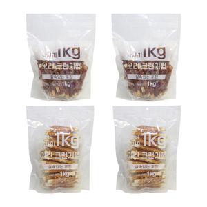 테비 사사미 1kg 크런치껌 랜덤 x4개 대용량 강아지간식