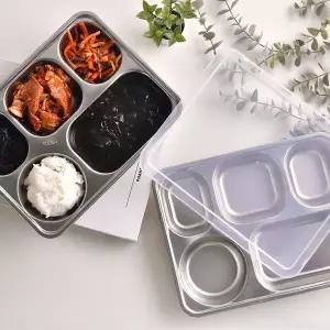 [NS홈쇼핑]스텐 304 깊은 홈 5찬 캠핑 어린이집 식판(식판+뚜껑)[34386674]