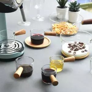 [NS홈쇼핑]홈까페 내열유리 우드 핸들볼_70ml 소주잔(사케잔),에스프레소 샷잔(100ml),다용도볼(400ml)..