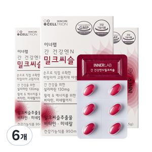 셀트리온 이너랩 간 건강엔N 밀크씨슬 30정 6개