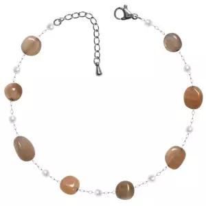 사도닉스 써지컬 스틸 홍마노 원석 실버 체인 패션 발찌