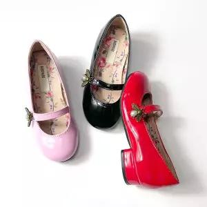 여아구두 진주 플라워 연주회 공주님 플랫 꽃무늬 에나멜 나비