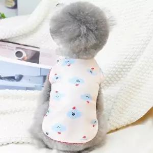 [하프클럽/알티피아]반려견 귀여운 구름 패턴 디자인 외출 민소매 티셔츠