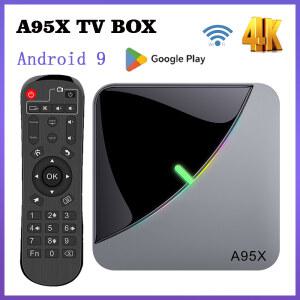 셋톱 박스 듀얼 와이파이 RGB 라이트 스마트 TV 안드로이드 9 0 미디어 플레이어 A95X Air 4K 2 4G 5G Amlogic S905X3 4GB 32GB 64GB