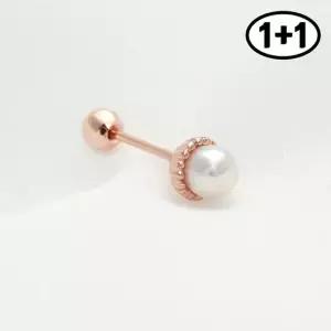 14K 골드핀 꽃 진주 피어싱 1+1