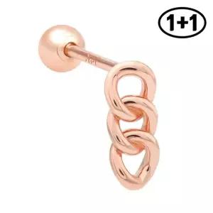 14K 골드핀 체인 심플 피어싱 1+1