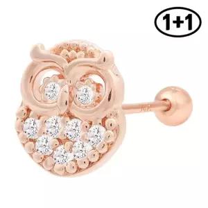 14K 골드핀 부엉이 큐빅 피어싱 1+1