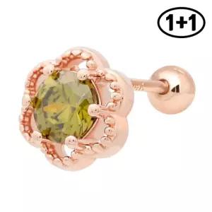 14K 골드핀 크리너리 큐빅 꽃 피어싱 1+1