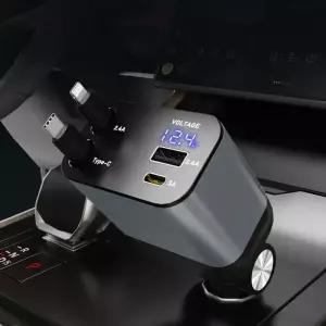 차량용 고속 충전기 C타입 라이트닝 PD USB 멀티 시거잭 갤럭시 초고속충전 전압표시 MK-040