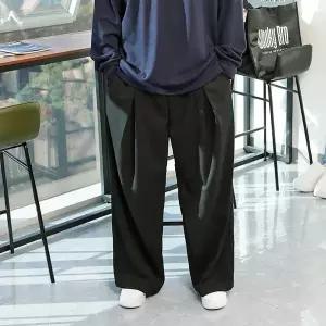 [우기브로]WBO 남자 빅사이즈 앞 주름 겉 기모 와이드 슬랙스