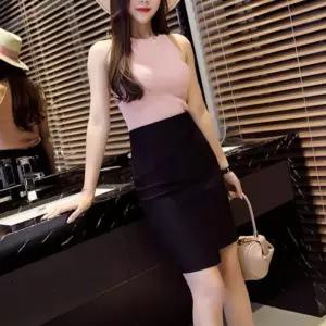 여성 여름 스판 언발란스 정장 기본 스커트