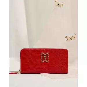 [롯데백화점]닥스 액세서리 LL[선물포장]레드 가죽 스와르브스키 DD로고장식 지퍼돌이 장지갑DCWA5E285