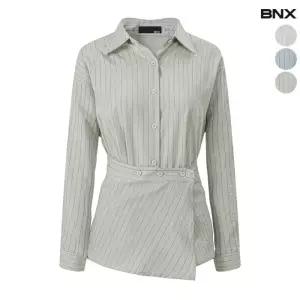 여성 랩 레이어드 스트라이프 블라우스