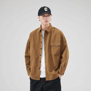 스타일아유 남성 봄가을 면100% 긴팔 셔츠 빈티지 루즈핏 캐주얼 아우터 BL1619