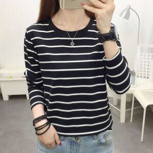 스타일아유 여성 빅사이즈 라운드넥 긴팔 티셔츠 면95% 스트라이프 가을 이너 TS3297