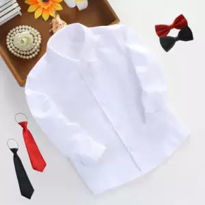 아이데이 유아 긴팔 화이트 와이 셔츠 남아 여아 어린이 아동 키즈 흰 색 주니어 정장 넥타이 보타이 남방