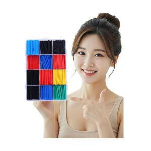 부코 열 수축튜브 컷팅 전기 절연 전선 케이블 배선 보호 정리 수축튜브 12종 세트(530개)