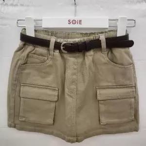 [소이] HC22 벨트 장식 카고 스커트 여아 봄가을용 베이지 벨트 허리밴드 면 스판 (S38129552)