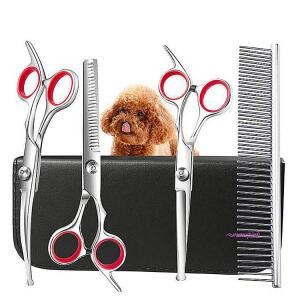 강아지미용가위 반려견 3종세트 홈케어 패키지 가위집 고양이 숱 커브 요술 애견 커트 털관리 펫미용ef