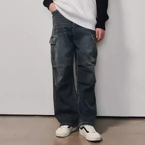 [에꼴리에] 남자 봄이월 빈티지블루 카고 파라슈트진(25A1205)