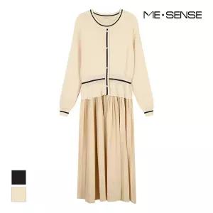 [미센스] 플리츠 니트배색 원피스_MB4XKOM301Z