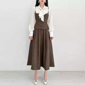 금찌 뮤트 블라우스 뷔스티에 스커트세트 3PCS ST7740S