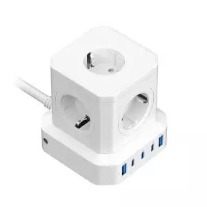 4000W 고용량 타워형 10구 멀티탭 USB C타입 어댑터 고속 충전 여행 캠핑 여행용 / 큐브 타워 멀티 콘센트 WISEAC490