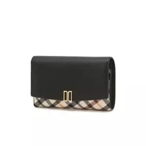 [롯데백화점]닥스 액세서리 [선물포장+쇼핑백] 빅토리아 블랙 체크 배색 가죽 중지갑 DCWA5F453BK