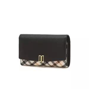 [롯데백화점]닥스 액세서리 [선물포장/쇼핑백증정] 빅토리아 블랙 체크 배색 가죽 중지갑 DCWA5F453