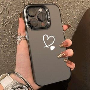 스케치 러브 하트 패턴 전화 케이스 갤럭시 S25 S24 S23 S22 S21 S20 울트라 플러스 FE A25 A35 A55 5G 실버 하드 커버 DS-82