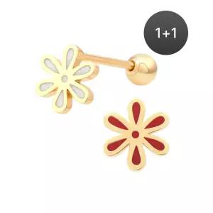 14K 금침 아뜰리에 플라워 꽃 데일리 피어싱 귀걸이 1+1