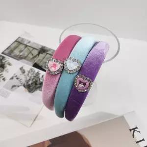 정품 KC 산리오 고은 벨벳 헤어밴드 마이멜로디 쿠로미 시나모롤 여아 머리띠 4002