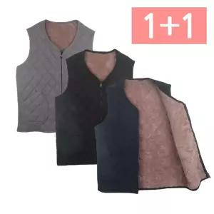 필굿 남성 여성 남자 여자 퀼팅 누빔 골덴 융기모 양모 퍼 조끼 2P 세트 빅사이즈 88~99 사무실 작업 근무복 뽀글이 겨울 방한용품